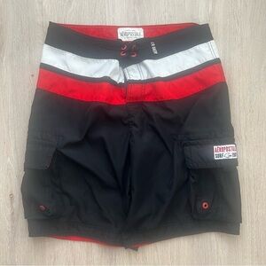 Vintage Y2K Aeropostale Board Shorts Men’s L Red Black White Swim Suit Beach